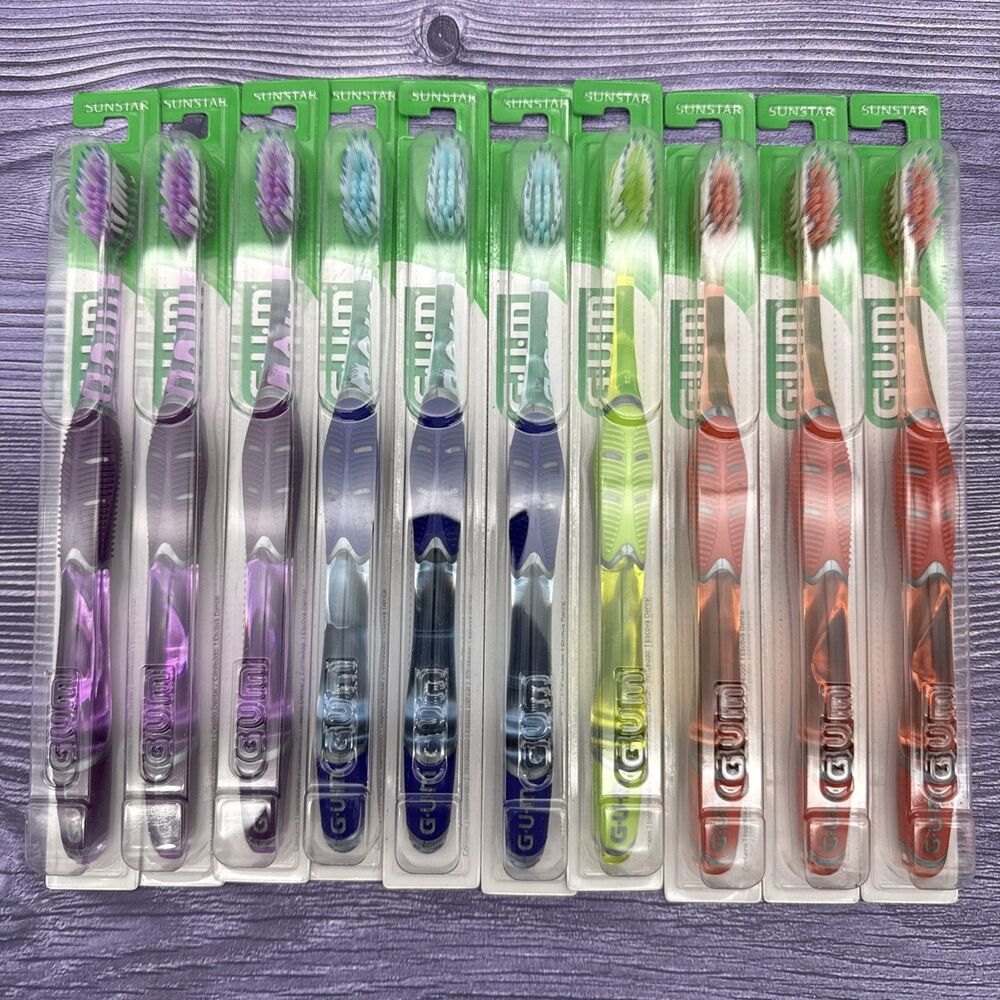 10 LOT GUM 525PHS Technique Deep Clean Toothbrush, Compact Soft Bristles Sunstar